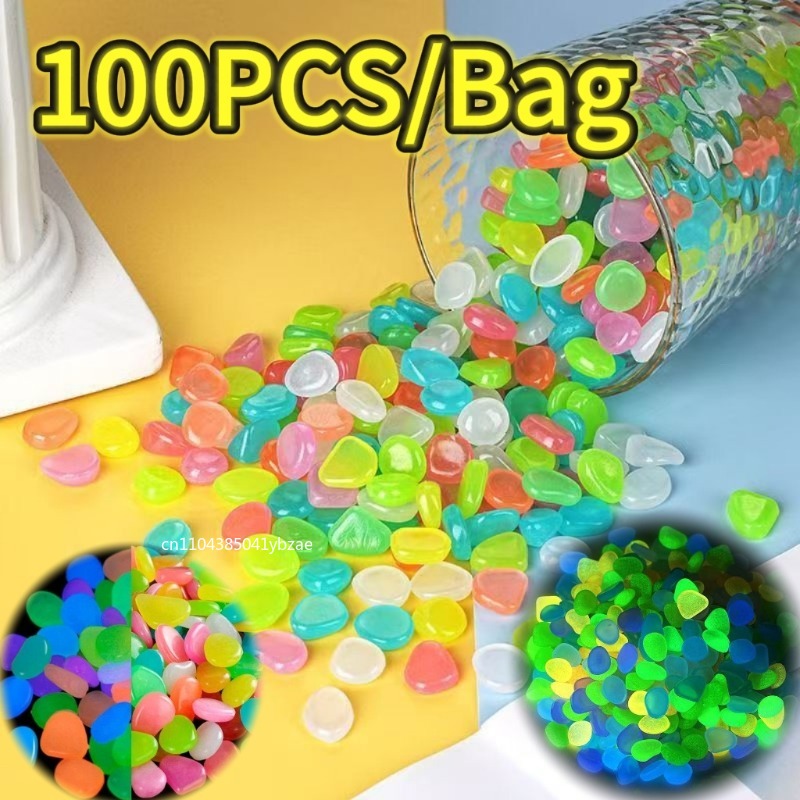 Aquarium Plants - 100-800 Buah Kerikil Menyala Dalam Gelap,