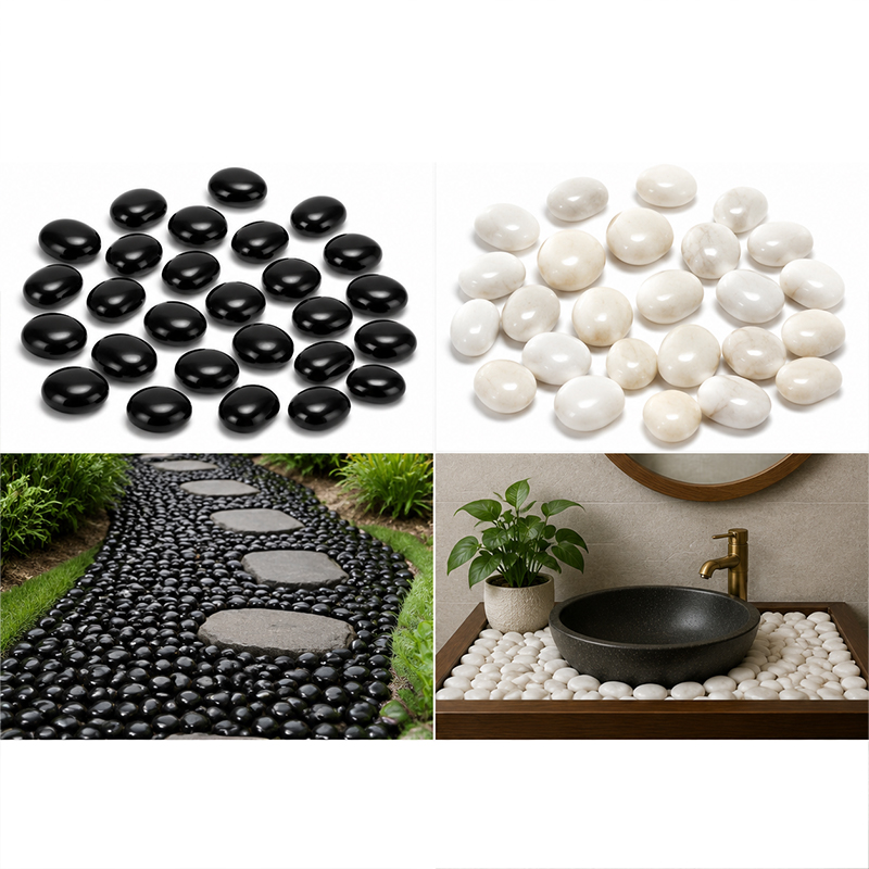 Fish Aquarium Home - Batu Sungai Poles Putih & Hitam