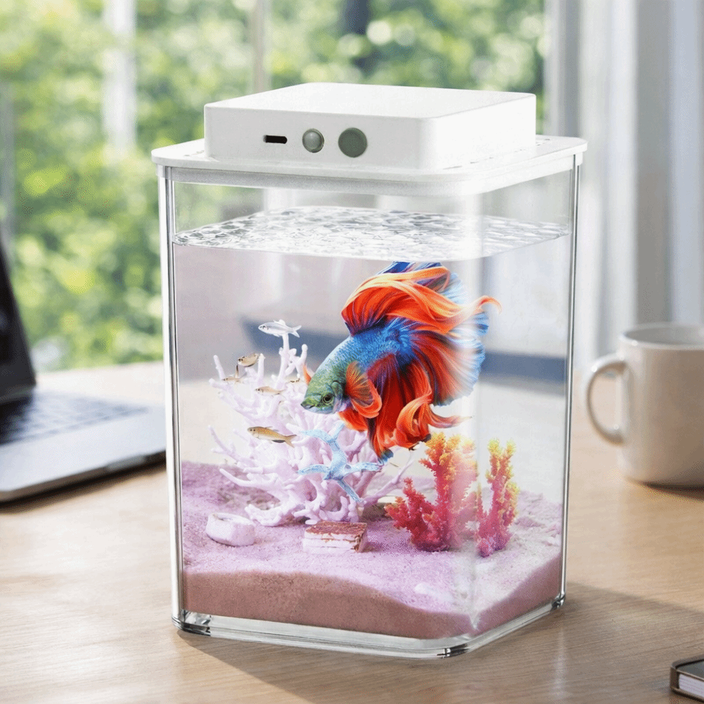 Betta Fish Tank - Akuarium Ikan Cupang Transparan dengan Lampu