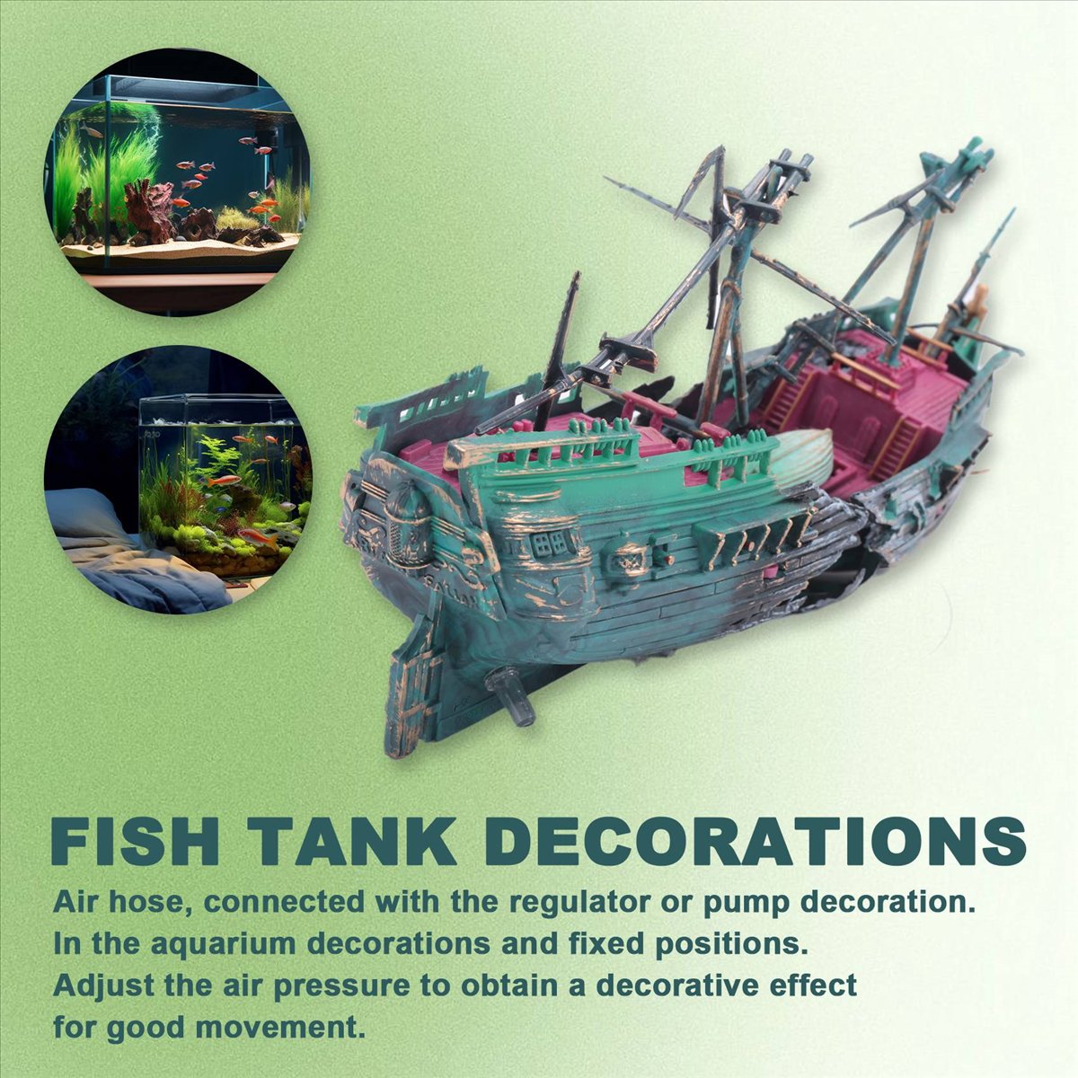 【ABFS】Set Dekorasi Kapal Karam - Aquarium Decor ulasan dan harga